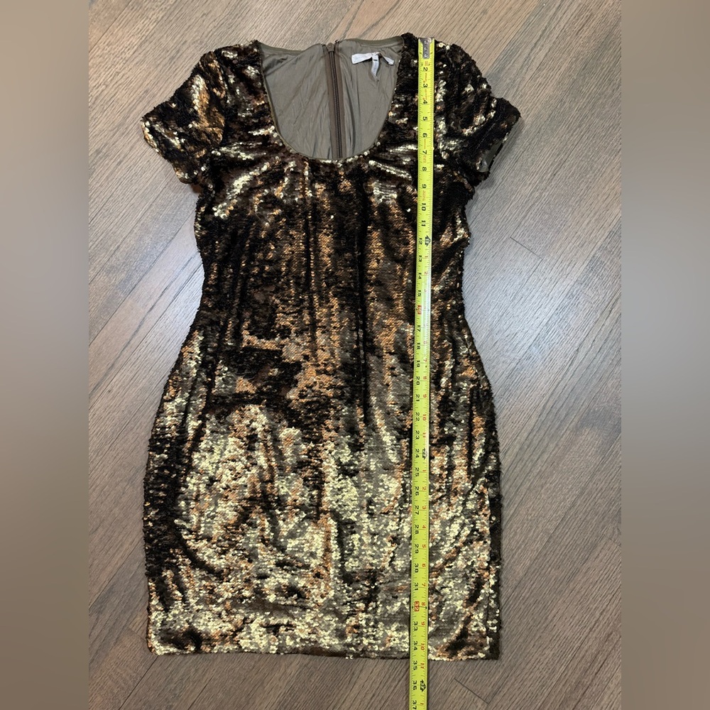Halston Heritage Gold and Black Sequin Dress-Size 8 - Picture 7 of 8